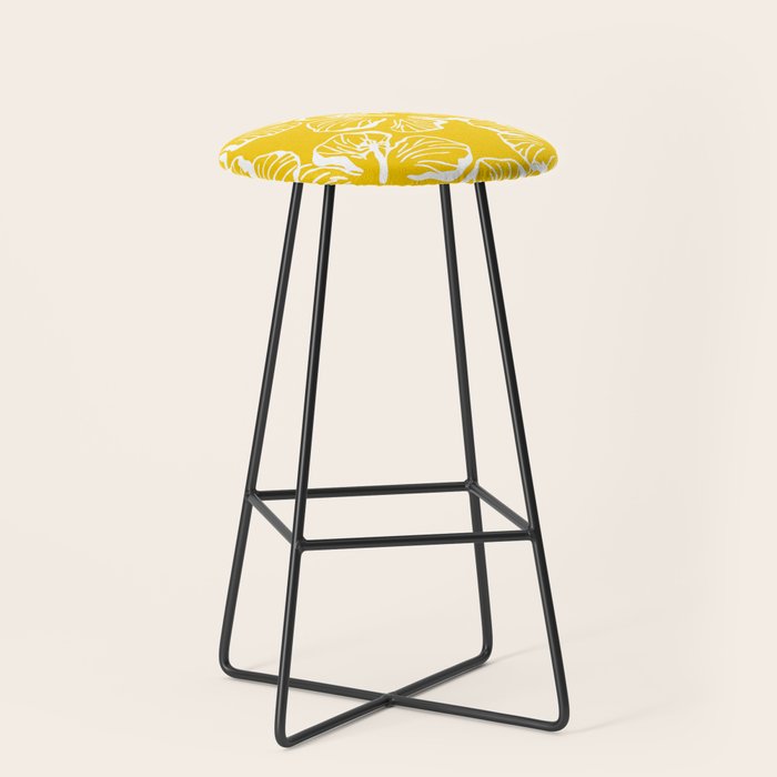 Yellow tropical hibiscus flower art pattern Stool Gallery Image 1