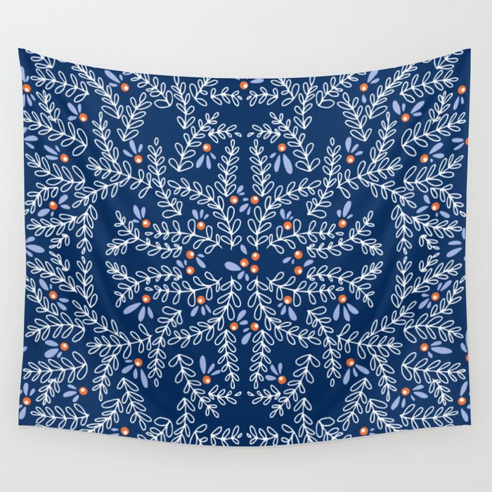 Wonderful twigs blue Wall Tapestry Gallery Image 1