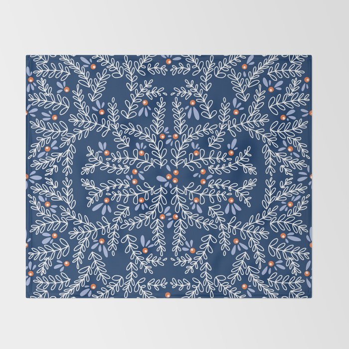 Wonderful twigs blue Throw Blanket Gallery Image 2