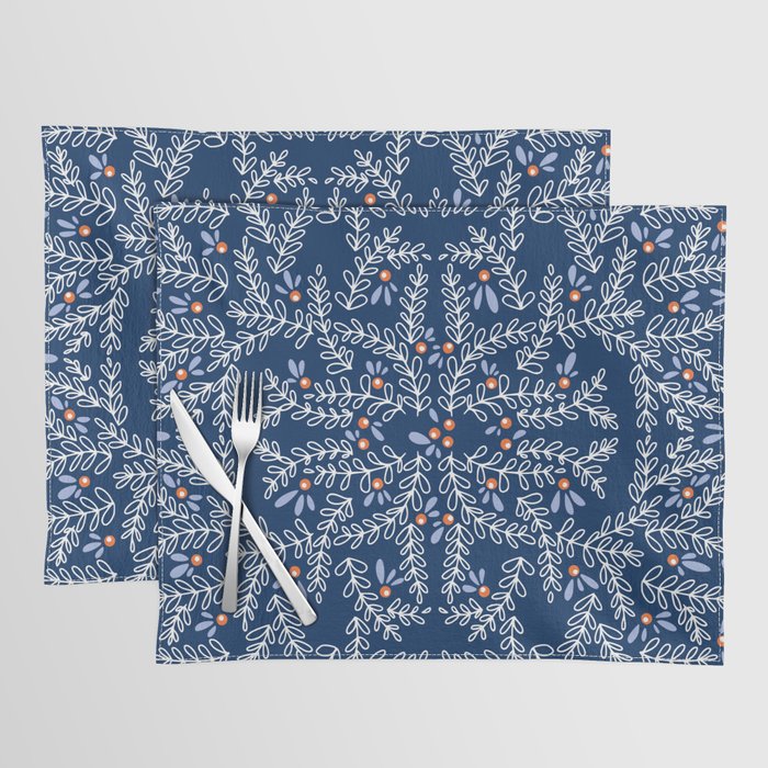 Wonderful twigs blue Placemat Gallery Image 1