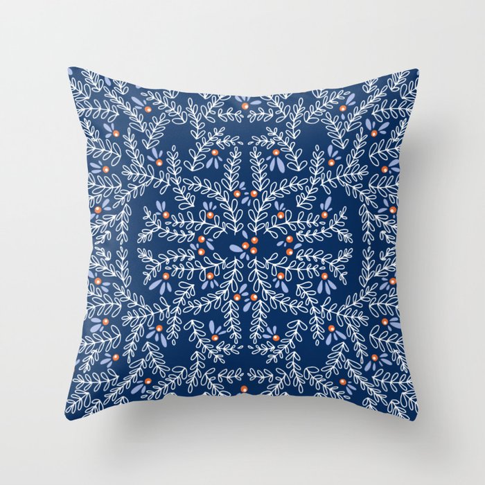 Wonderful twigs blue Throw Pillow Gallery Image 1