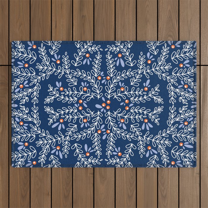 Wonderful twigs blue Outdoor Rug Gallery Image 1