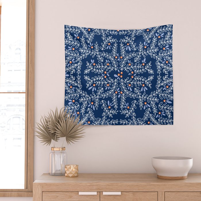 Wonderful twigs blue Wall Tapestry Gallery Image 2