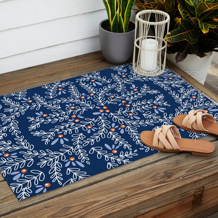 Wonderful twigs blue Outdoor Rug Gallery Image 2