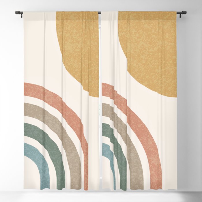Mid Century Colorful Sun and Rainbow Window Curtain Gallery Image 5