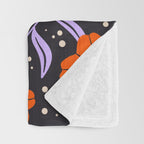 Floral Vine Tangerine Orange, Lavender Purple, Deep Purple, Modern Boho Home Decor Throw Blanket Gallery Image 3