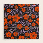 Floral Vine Tangerine Orange, Lavender Purple, Deep Purple, Modern Boho Home Decor Wood Wall Art Gallery Image 1