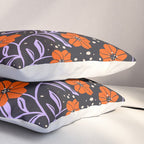 Floral Vine Tangerine Orange, Lavender Purple, Deep Purple, Modern Boho Home Decor Pillow Sham Gallery Image 3