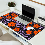 Floral Vine Tangerine Orange, Lavender Purple, Deep Purple, Modern Boho Home Decor Desk Mat Gallery Image 2