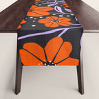 Floral Vine Tangerine Orange, Lavender Purple, Deep Purple, Modern Boho Home Decor Table Runner Gallery Image 1