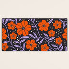 Floral Vine Tangerine Orange, Lavender Purple, Deep Purple, Modern Boho Home Decor Desk Mat Gallery Image 3