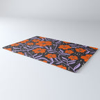 Floral Vine Tangerine Orange, Lavender Purple, Deep Purple, Modern Boho Home Decor Rug Gallery Image 3