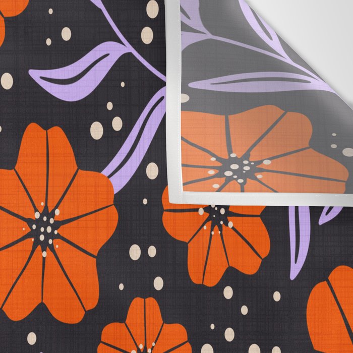 Floral Vine Tangerine Orange, Lavender Purple, Deep Purple, Modern Boho Home Decor Wall Tapestry Gallery Image 3