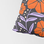 Floral Vine Tangerine Orange, Lavender Purple, Deep Purple, Modern Boho Home Decor Pillow Sham Gallery Image 4