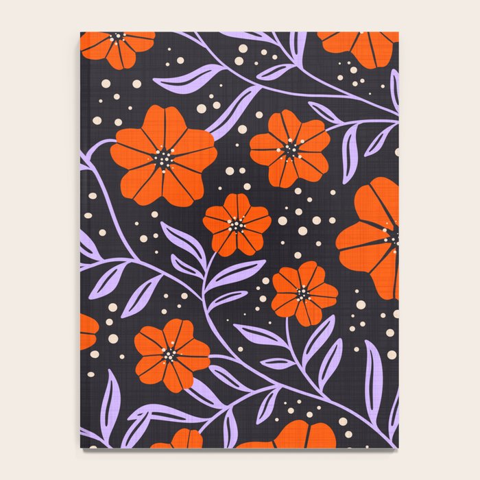 Floral Vine Tangerine Orange, Lavender Purple, Deep Purple, Modern Boho Home Decor Notebook Gallery Image 4
