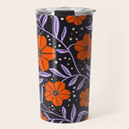 Floral Vine Tangerine Orange, Lavender Purple, Deep Purple, Modern Boho Home Decor Travel Mug Gallery Image 1