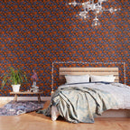 Floral Vine Tangerine Orange, Lavender Purple, Deep Purple, Modern Boho Home Decor Wallpaper Gallery Image 3