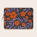 Floral Vine Tangerine Orange, Lavender Purple, Deep Purple, Modern Boho Home Decor Laptop Sleeve Gallery Image 1