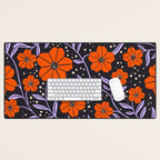 Floral Vine Tangerine Orange, Lavender Purple, Deep Purple, Modern Boho Home Decor Desk Mat Gallery Image 1