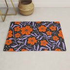 Floral Vine Tangerine Orange, Lavender Purple, Deep Purple, Modern Boho Home Decor Rug Gallery Image 1