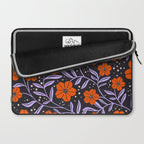 Floral Vine Tangerine Orange, Lavender Purple, Deep Purple, Modern Boho Home Decor Laptop Sleeve Gallery Image 2
