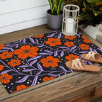 Floral Vine Tangerine Orange, Lavender Purple, Deep Purple, Modern Boho Home Decor Outdoor Rug Gallery Image 2
