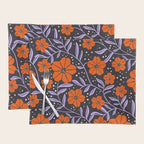 Floral Vine Tangerine Orange, Lavender Purple, Deep Purple, Modern Boho Home Decor Placemat Gallery Image 1