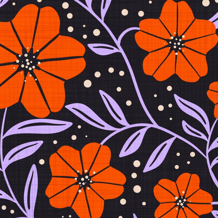 Floral Vine Tangerine Orange, Lavender Purple, Deep Purple, Modern Boho Home Decor Coffee Mug Gallery Image 2