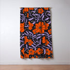 Floral Vine Tangerine Orange, Lavender Purple, Deep Purple, Modern Boho Home Decor Window Curtain Gallery Image 3