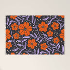 Floral Vine Tangerine Orange, Lavender Purple, Deep Purple, Modern Boho Home Decor Welcome Mat Gallery Image 1