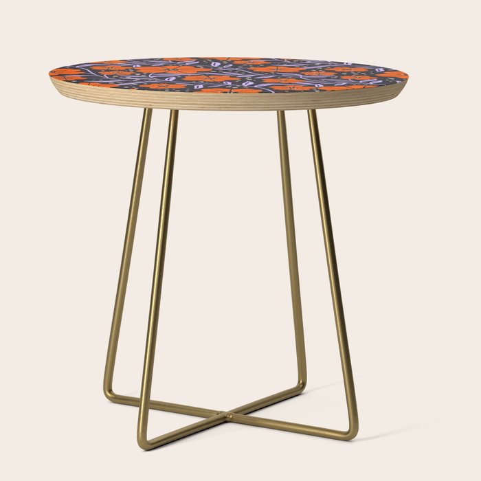 Floral Vine Tangerine Orange, Lavender Purple, Deep Purple, Modern Boho Home Decor Side Table Gallery Image 1