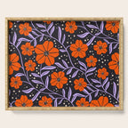 Floral Vine Tangerine Orange, Lavender Purple, Deep Purple, Modern Boho Home Decor Serving Tray Gallery Image 1