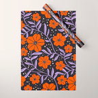 Floral Vine Tangerine Orange, Lavender Purple, Deep Purple, Modern Boho Home Decor Wrapping Paper Gallery Image 1