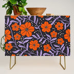Floral Vine Tangerine Orange, Lavender Purple, Deep Purple, Modern Boho Home Decor Credenza Gallery Image 1