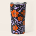 Floral Vine Tangerine Orange, Lavender Purple, Deep Purple, Modern Boho Home Decor Travel Mug Gallery Image 2
