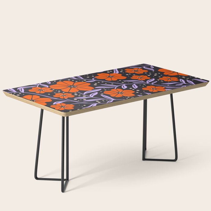 Floral Vine Tangerine Orange, Lavender Purple, Deep Purple, Modern Boho Home Decor Coffee Table Gallery Image 1