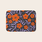 Floral Vine Tangerine Orange, Lavender Purple, Deep Purple, Modern Boho Home Decor Bath Mat Gallery Image 1