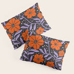 Floral Vine Tangerine Orange, Lavender Purple, Deep Purple, Modern Boho Home Decor Pillow Sham Gallery Image 3