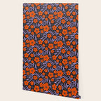 Floral Vine Tangerine Orange, Lavender Purple, Deep Purple, Modern Boho Home Decor Wallpaper Gallery Image 2