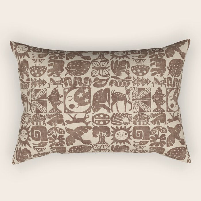 Nature Blocks - walnut brown Rectangular Pillow Gallery Image 1