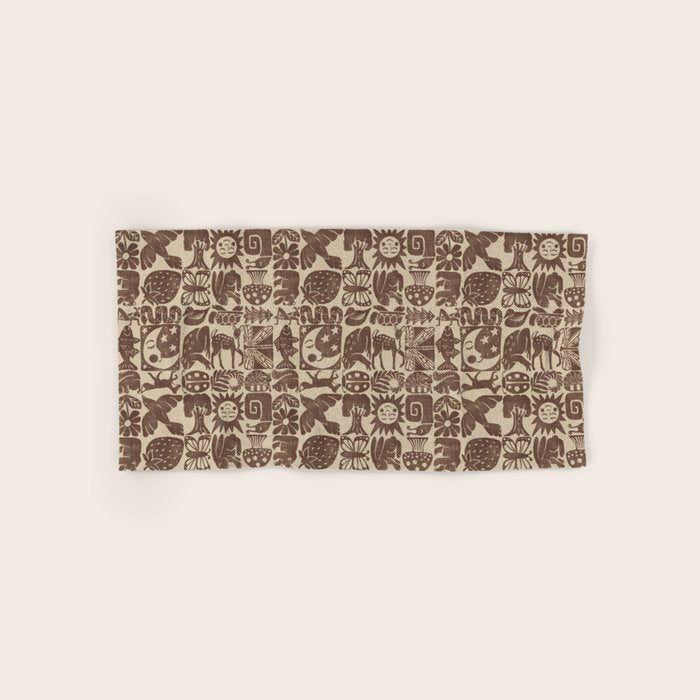 Nature Blocks - walnut brown Bath Towel Gallery Image 1
