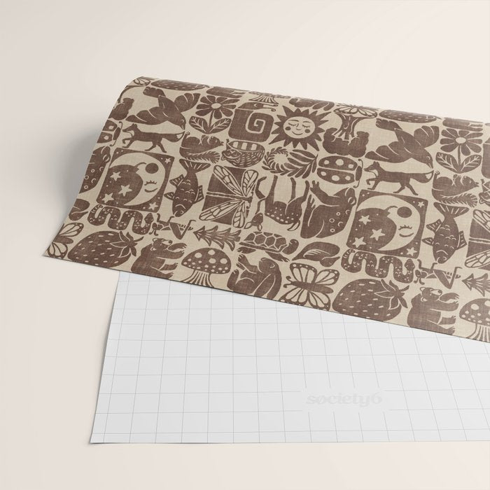 Nature Blocks - walnut brown Wrapping Paper Gallery Image 2