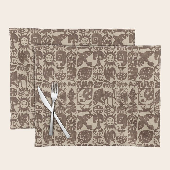 Nature Blocks - walnut brown Placemat Gallery Image 1