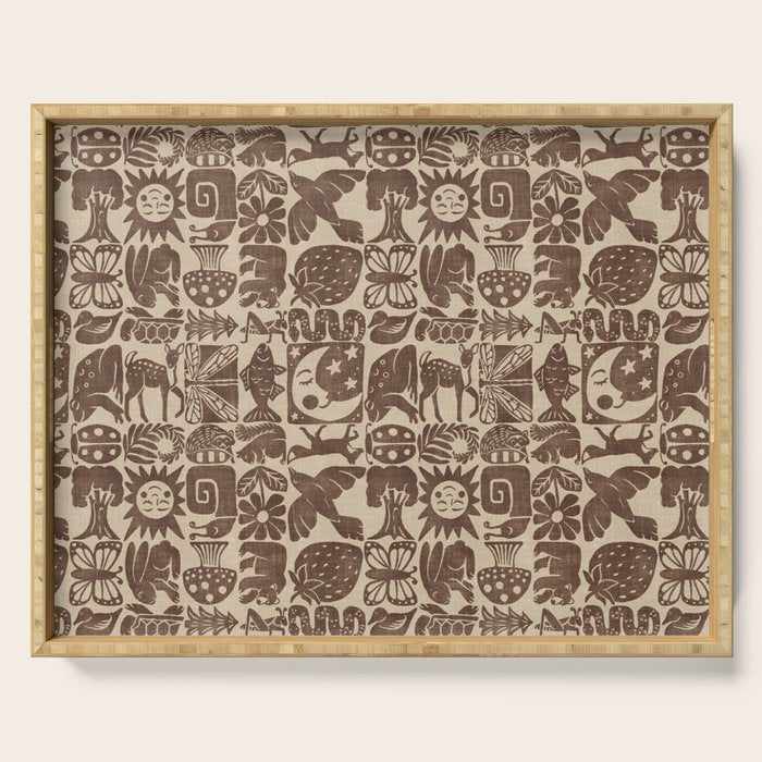 Nature Blocks - walnut brown Serving Tray Gallery Image 1