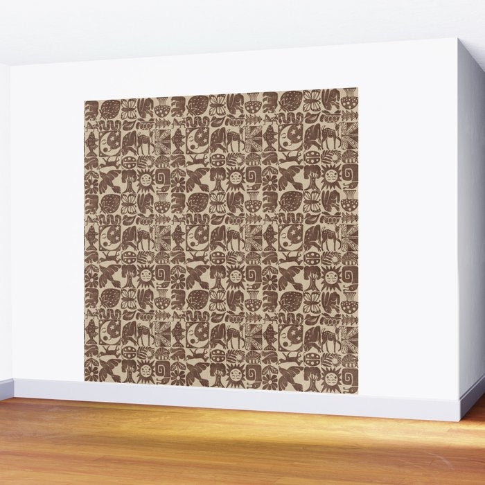 Nature Blocks - walnut brown Wall Mural Gallery Image 2