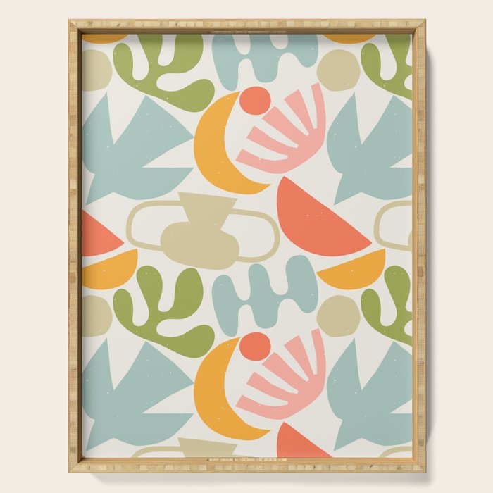 Colorful abstract nature organic shape pattern  Serving Tray Gallery Image 1