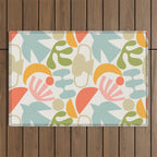 Colorful abstract nature organic shape pattern  Outdoor Rug Gallery Image 1