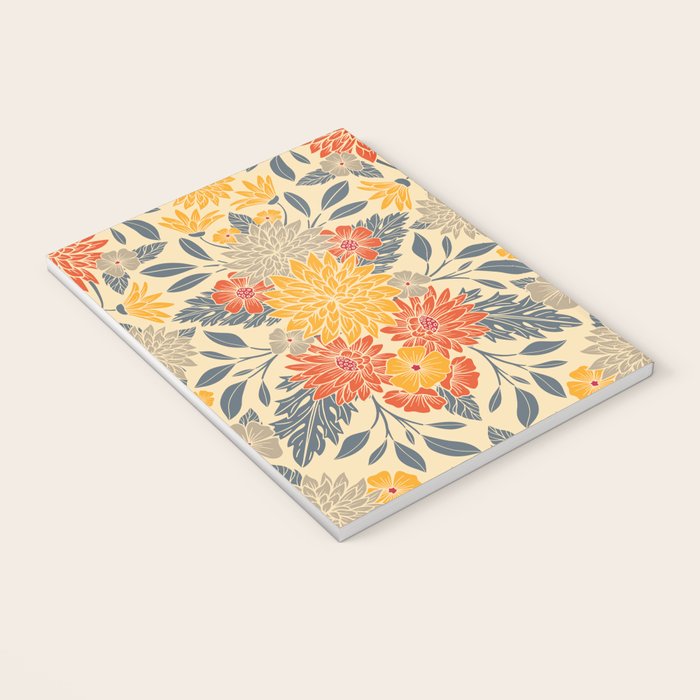Warm Yellow, Orange & Blue Floral Notebook Gallery Image 3