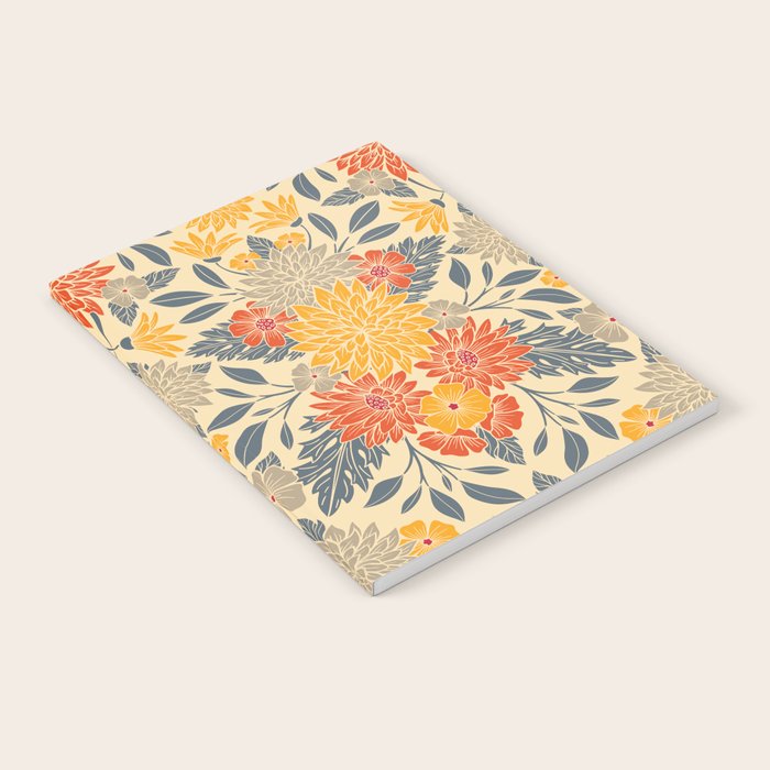 Warm Yellow, Orange & Blue Floral Notebook Gallery Image 1
