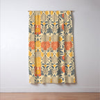 Warm Yellow, Orange & Blue Floral Window Curtain Gallery Image 3